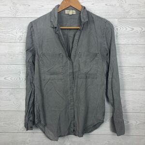 Cloth & Stone Women's Small Long Sleeve Button Front Shirt 100% Lyocell Gray